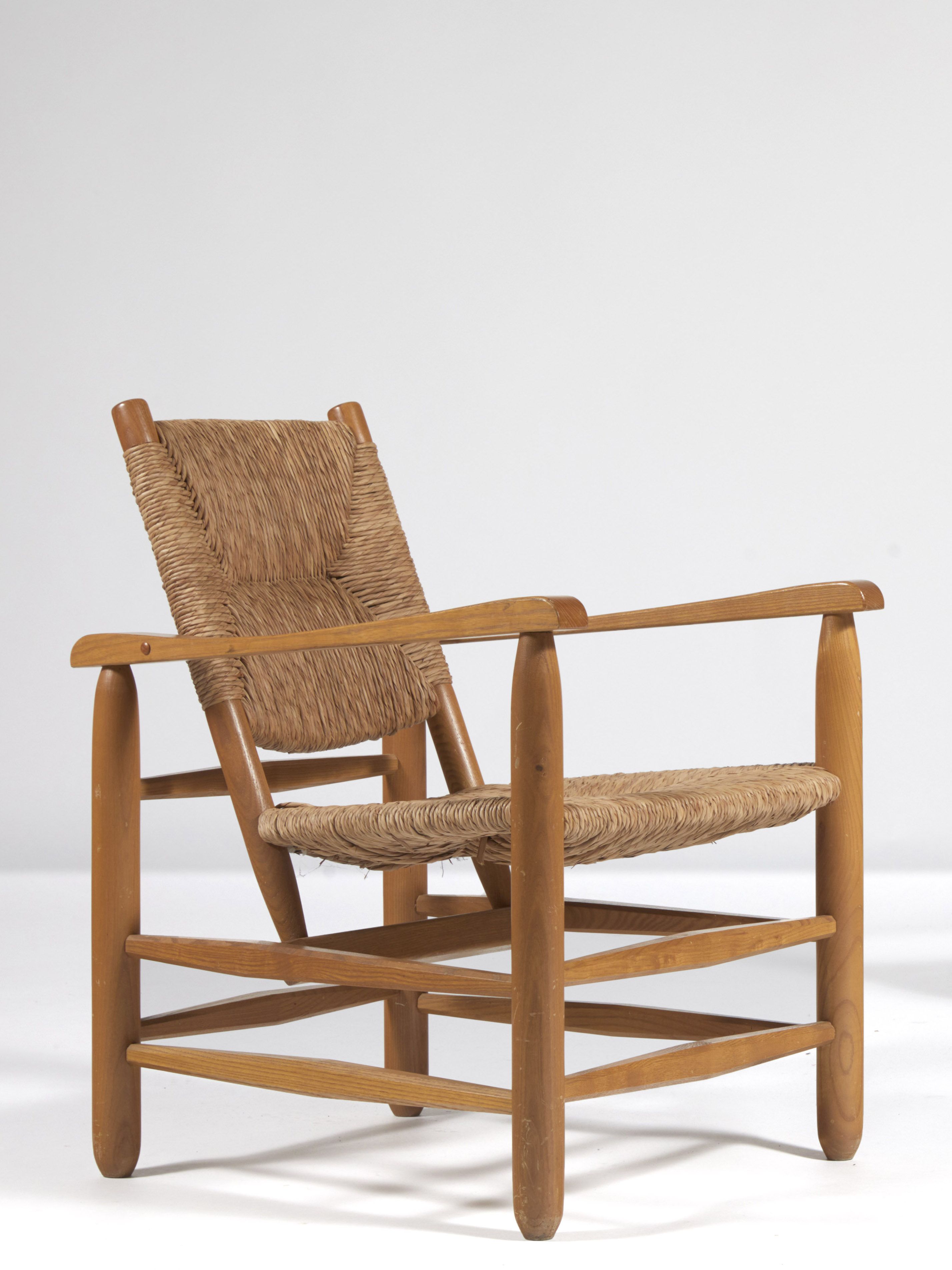 Fauteuil Paillé avec structure en bois, 1950 Paris